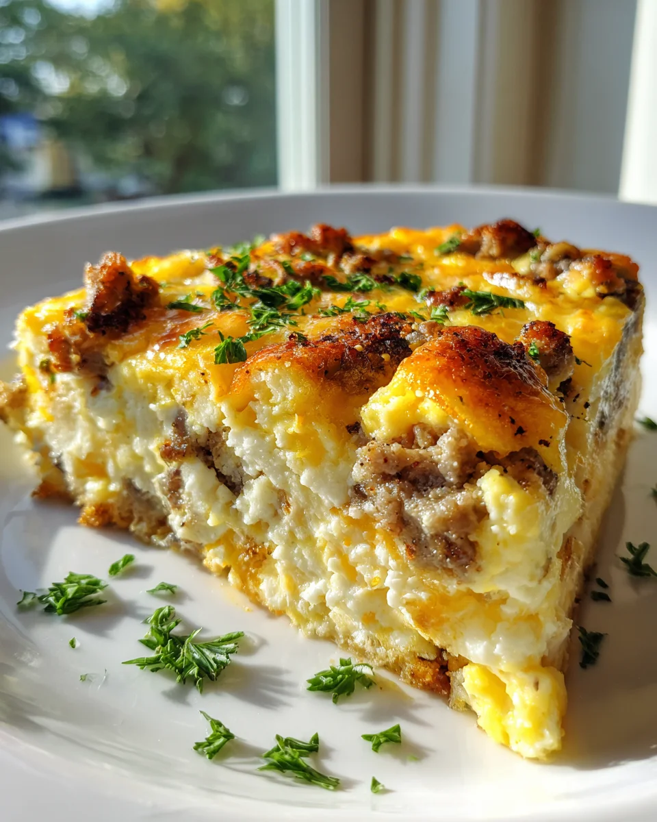 Käse-Stick Frühstücksauflauf mit Eiern und Rindfleisch