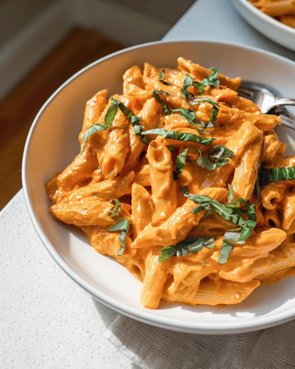 High Protein Cremige Pasta mit gerösteten Paprika