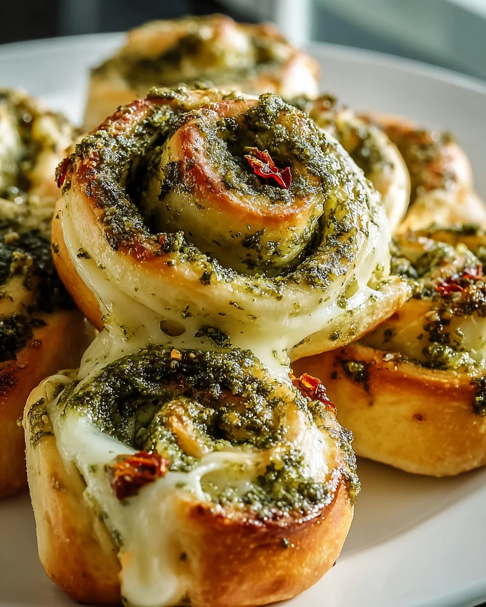 Pizzaschnecken mit Pesto und Mozzarella