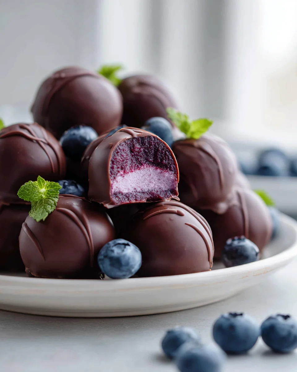 Gefrorene Blaubeer-Buttercreme-Schokoladenbonbons für den Sommer