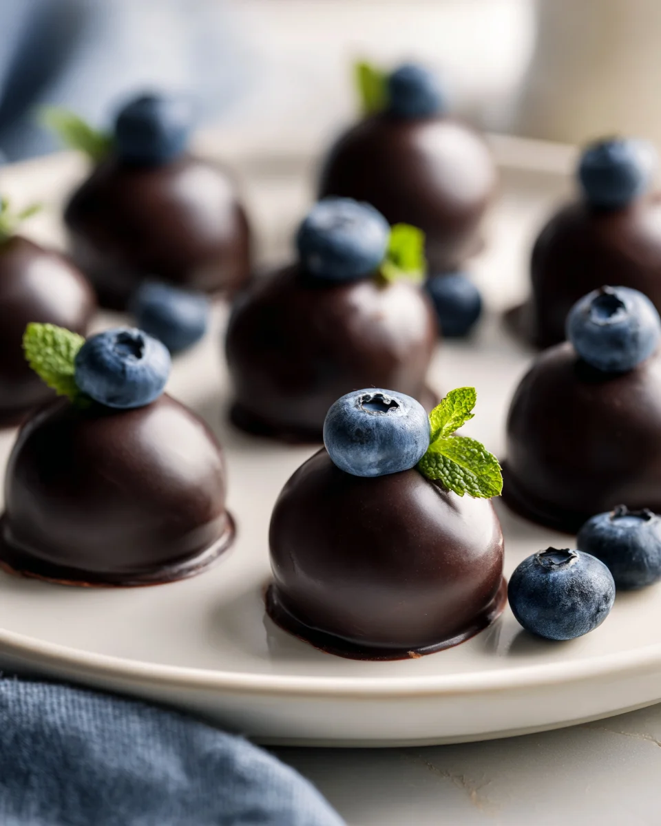 Gefrorene Blaubeer-Buttercreme-Schokoladenbonbons für den Sommer