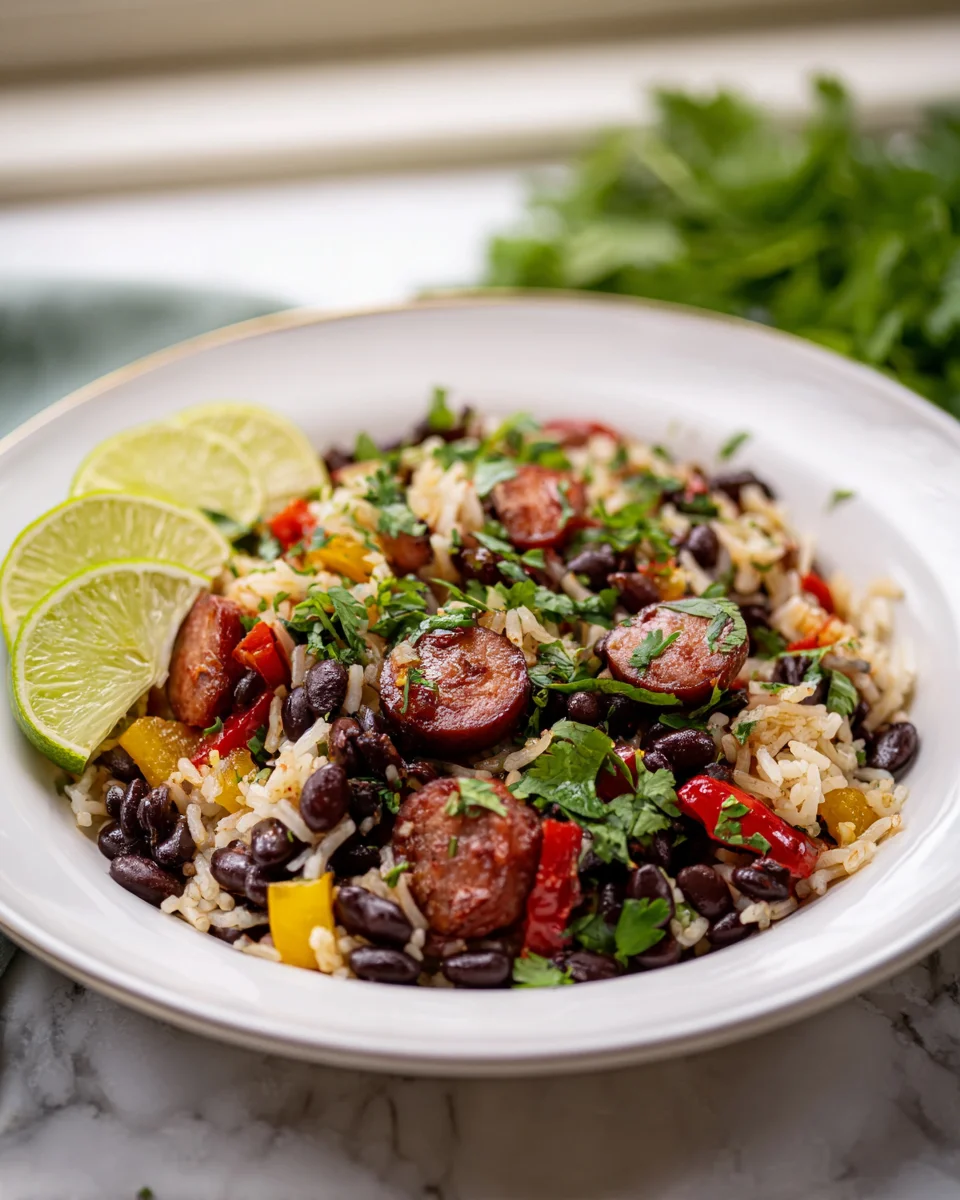 Schwarze Bohnen und Reis mit Wurst – Herzhaftes Rezept!