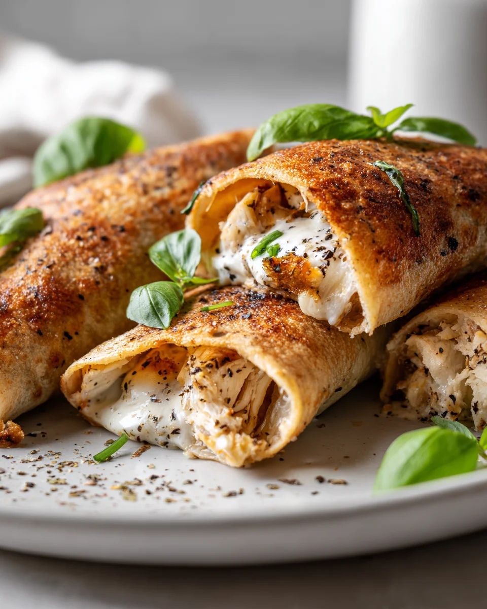 Knusprige Hähnchen-Mozzarella-Wraps aus dem Airfryer